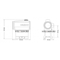 размеры прицела HS403C точка 2 MOA, 1 марка, цвет красный