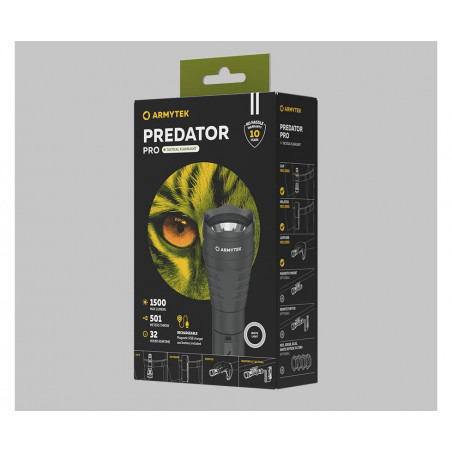 Ручной фонарь "Predator Pro Magnet USB" белый свет, крепление на клипсу