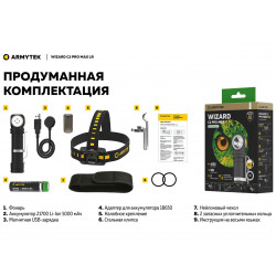 Налобный фонарь "Wizard C2 Pro Max Magnet USB LR" белый свет, крепление на клипсу/магнит/оголовье