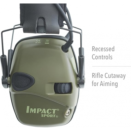 Активные защитные наушники "Impact Sport", шумоподавление (SNR) 25 dB, олива