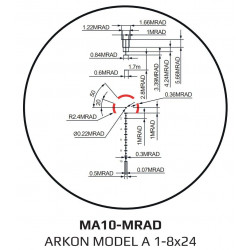Оптический прицел Arkon Model A 1-8x24, сетка MA10-MRAD