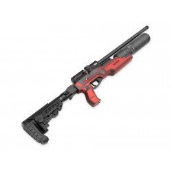 Пневматическая PCP винтовка Атаман MB20.B.625.L9 клб. 6,35 (полнотел, прямоток, колба, ультракомпакт, красный ламинат)