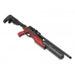 Пневматическая PCP винтовка Атаман MB20.B.625.L9 клб. 6,35 (полнотел, прямоток, колба, ультракомпакт, красный ламинат)