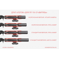 ДТКП "Поток" 6 камер (без рассекателя), для ПП 19-01 "Витязь", резьба 16x1, кал.9x19