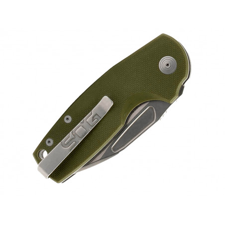 Нож складной SOG Stout SJ OD Green Stonewash сталь Cryo D2 рукоять G10