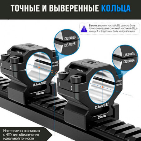 Кольца DISCOVERYOPT 25мм низкие под Picatinny (7075)