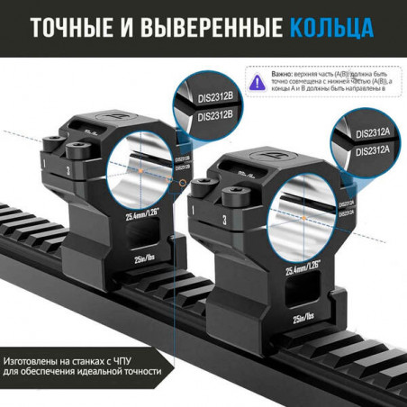 Кольца DISCOVERYOPT 25мм средние под Picatinny (7075)