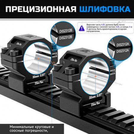 Кольца DISCOVERYOPT 30мм низкие под Picatinny (7075)