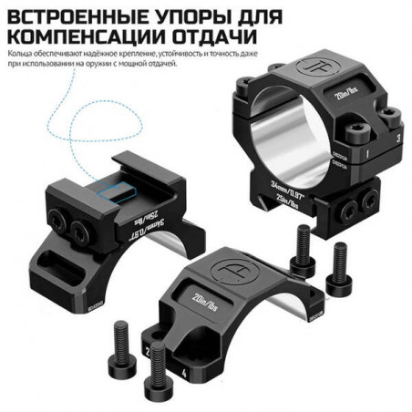 Кольца DISCOVERYOPT 34мм низкие (7075) под Picatinny