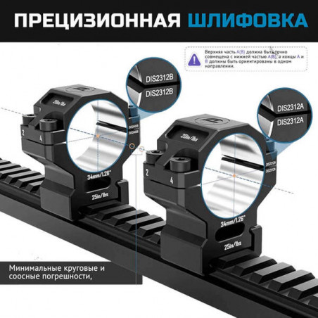 Кольца DISCOVERYOPT 34мм средние (7075) под Picatinny