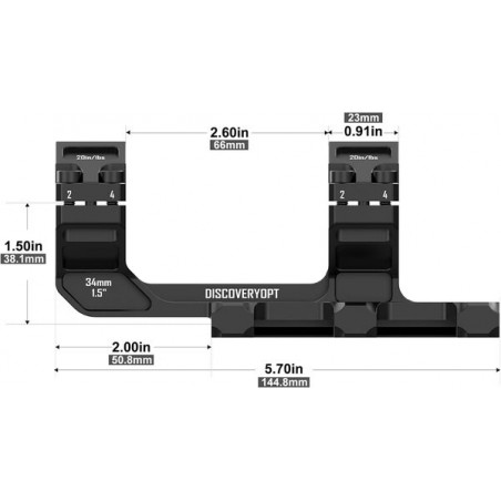 Моноблок Discoveryopt высокоточный выносной weaver 34мм (низкий)