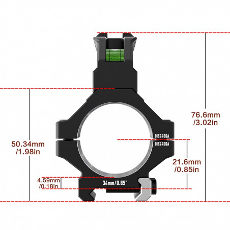 Кольца DISCOVERYOPT 34мм усиленные низкие (7075) с планкой и уровнем под Picatinny