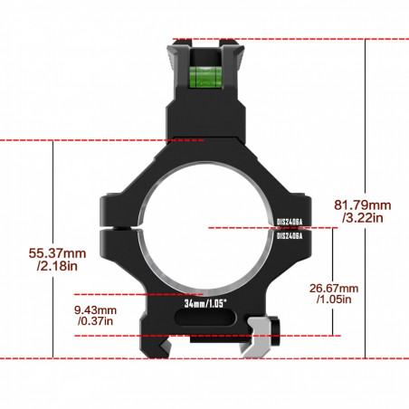 Кольца DISCOVERYOPT 34мм усиленные средние (7075) с планкой и уровнем под Picatinny