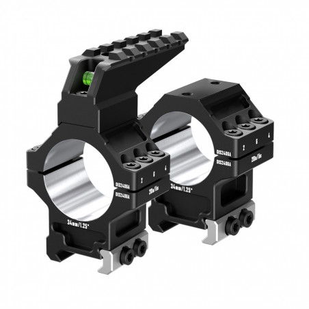 Кольца DISCOVERYOPT 34мм усиленные высокие (7075) с планкой и уровнем под Picatinny