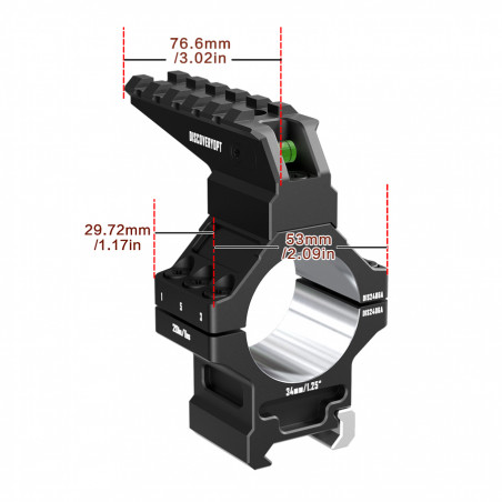 Кольца DISCOVERYOPT 34мм усиленные высокие (7075) с планкой и уровнем под Picatinny