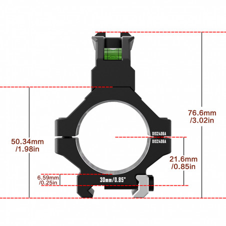 Кольца DISCOVERYOPT 30мм усиленные низкие (7075) с планкой и уровнем под Picatinny