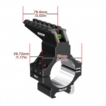 Кольца DISCOVERYOPT 30мм усиленные низкие (7075) с планкой и уровнем под Picatinny