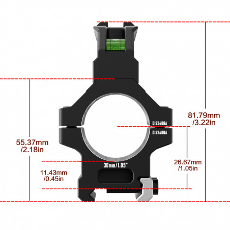 Кольца DISCOVERYOPT 30мм усиленные средние (7075) с планкой и уровнем под Picatinny