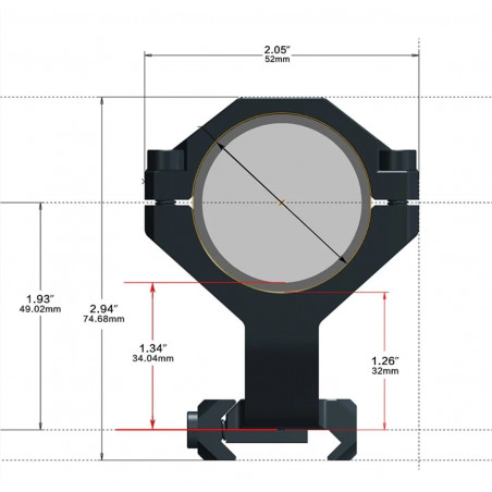 Моноблок DISCOVERYOPT с проставками под трубы Ø 30/34 мм высота профиля 1,93″ под Picatinny (6061)