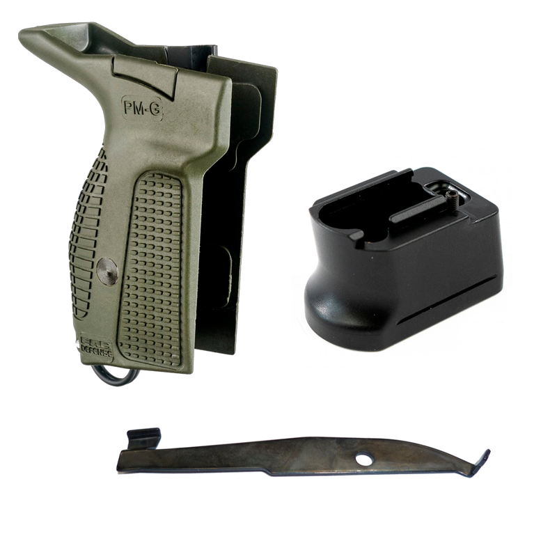 Комплект зеленая рукоять со сбросом магазина (амбидекстр) и пяткой на 2 патрона кал. 9х18 для ПМ