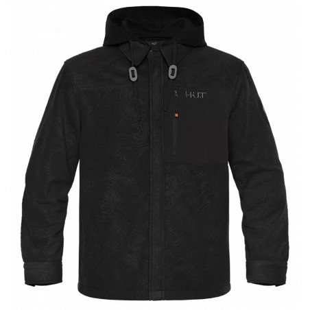 Рубашка мужская H.U.T. Vodla, с капюшоном, флисовая, чёрная