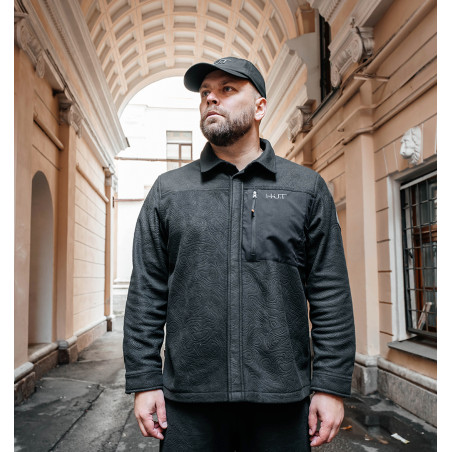 Рубашка мужская H.U.T. Vodla, с капюшоном, флисовая, чёрная