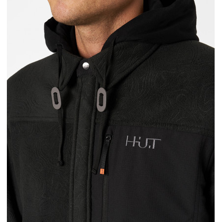 Рубашка мужская H.U.T. Vodla, с капюшоном, флисовая, чёрная