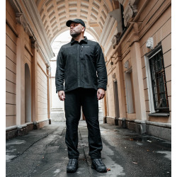 Рубашка мужская H.U.T. Vodla, с капюшоном, флисовая, чёрная