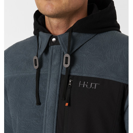 Рубашка мужская H.U.T. Vodla, с капюшоном, флисовая, серая