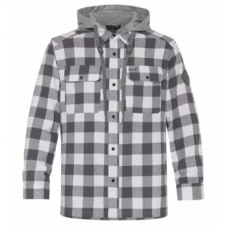 Рубашка мужская H.U.T. Samatja, с капюшоном, фланелевая, светло-серая