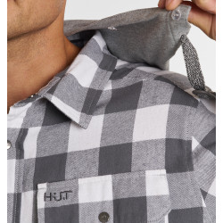 Рубашка мужская H.U.T. Samatja, с капюшоном, фланелевая, светло-серая