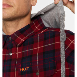 Рубашка мужская H.U.T. Samatja, с капюшоном, фланелевая, бордовая