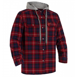 Рубашка мужская H.U.T. Samatja, с капюшоном, фланелевая, бордовая