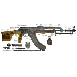 Завышенный облегченный адаптер приклада  AKM A-L COM/MIL с вырезом под колодку для АКМ/АК-74/ВПО