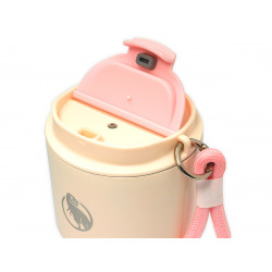 Термокружка THEROPOD TP-9149 0.34L, герметичная крышка, цвет бело-розовый