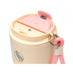 Термокружка THEROPOD TP-9149 0.34L, герметичная крышка, цвет бело-розовый