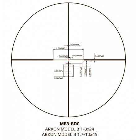 Оптический прицел ARKON Model B 1,7-10x45, сетка MB3-BDC