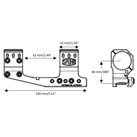 Кронштейн SPUHR Cantilever Scope Mount Gen3 30мм на Picatinny, вынос 70мм, h48мм, 0MIL