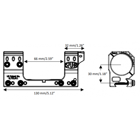 Кронштейн SPUHR Scope Mount Gen3 34мм на Picatinny, h30мм, 3MIL