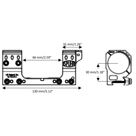 Кронштейн SPUHR Scope Mount Gen3 34мм на Picatinny, h30мм, 13MIL