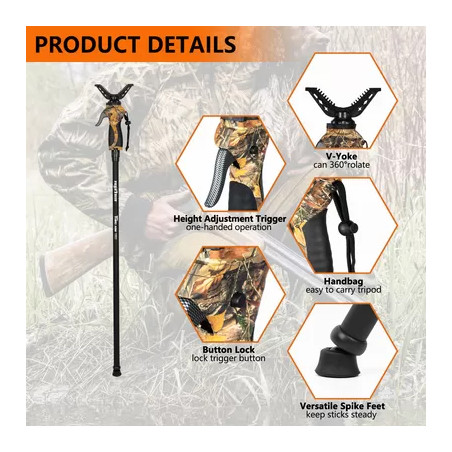 Опора для оружия FieryDeer Gen4, монопод, 1.8м, камуфляж