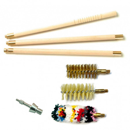 Разборный шомпол 12 мм с набором ершиков калибр .12