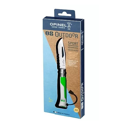 Нож складной Opinel Outdoor 08, нержавеющая сталь, полимер, белый/зелёный