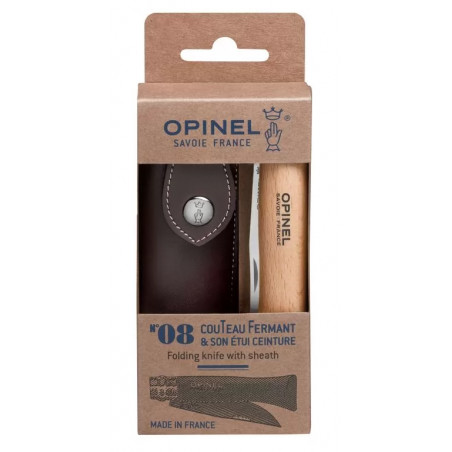 Нож складной Opinel Tradition 08, нержавеющая сталь, бук, чехол