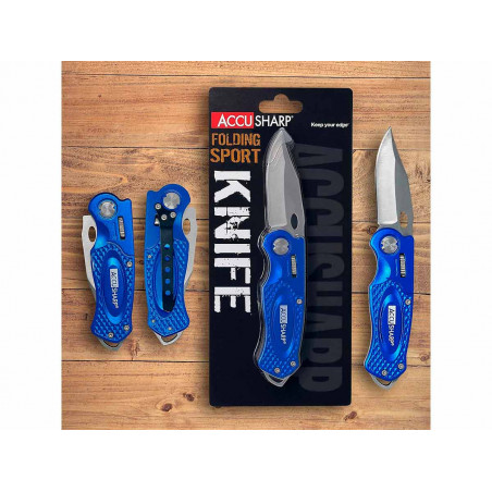 Нож складной AccuSharp Folding Sport Knife, нержавеющая сталь, синий