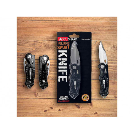 Нож складной AccuSharp Folding Sport Knife, нержавеющая сталь, чёрный