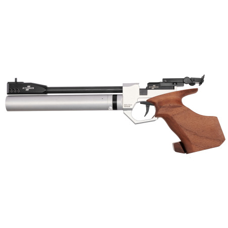 Пневматический PCP пистолет Атаман AP16 Sport Silver кал. 4,5 Pellet (Орех)