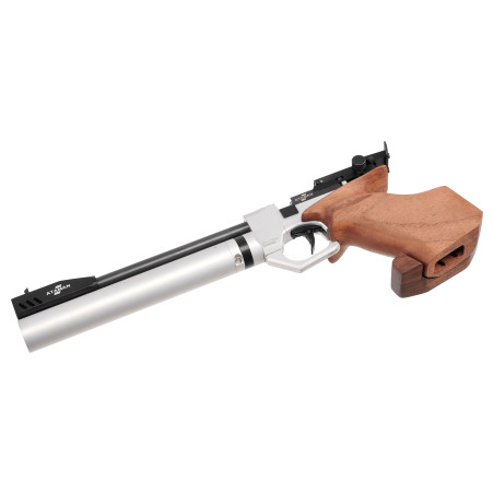 Пневматический PCP пистолет Атаман AP16 Sport Silver кал. 4,5 Pellet (Орех)