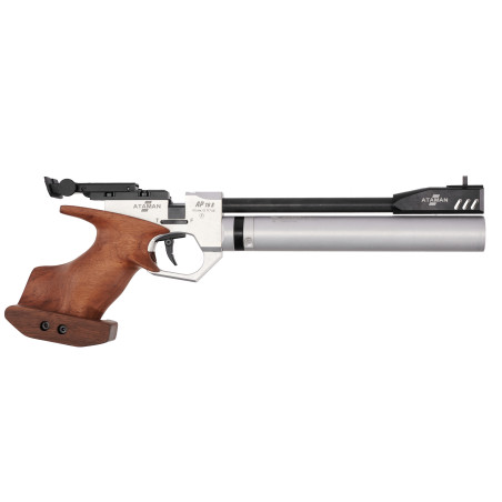 Пневматический PCP пистолет Атаман AP16 Sport Silver кал. 4,5 Pellet (Орех)
