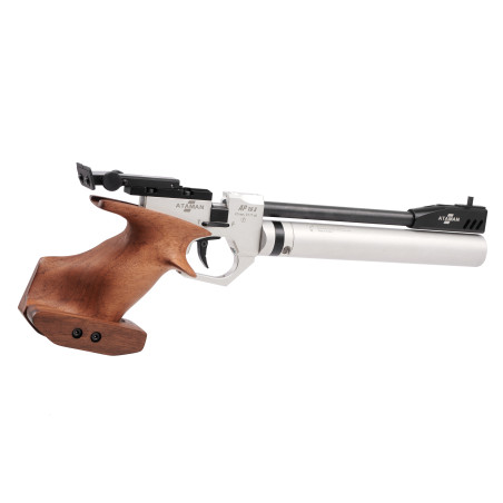 Пневматический PCP пистолет Атаман AP16 Sport Silver кал. 4,5 Pellet (Орех)
